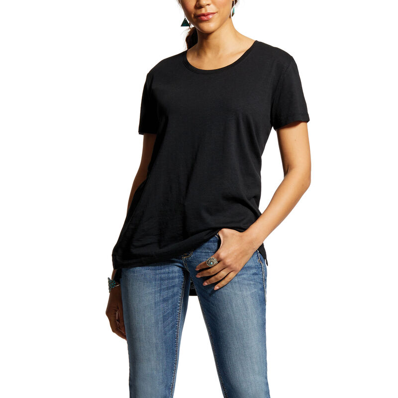 Ariat Western: Organic Cotton Crew Camisetas Mujer - Negras (PRLMC7496)